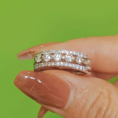 Half Eternity Diamond Ring 18k White Gold Stackable