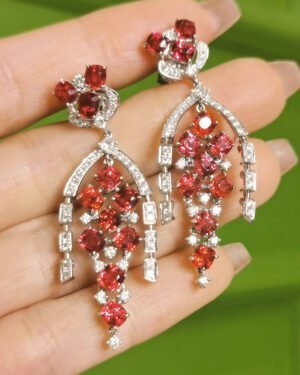 Jedi Spinel Chandelier Earrings Neon Red 18k White Gold