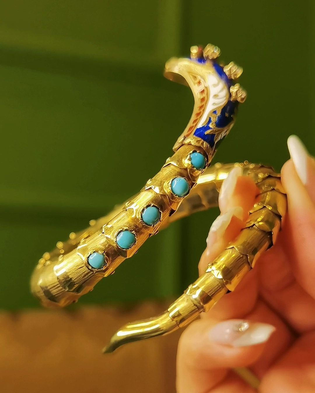 Victorian Snake Bracelet - Royal Serpent 18K Gold Bangle