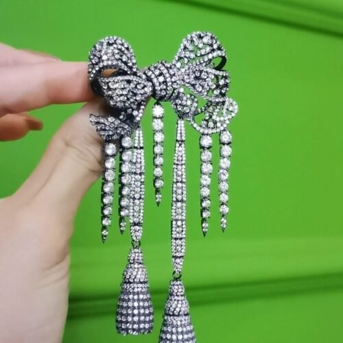 Empress Eugénie Diamond Bow Brooch Louvre Replica Blackened Silver