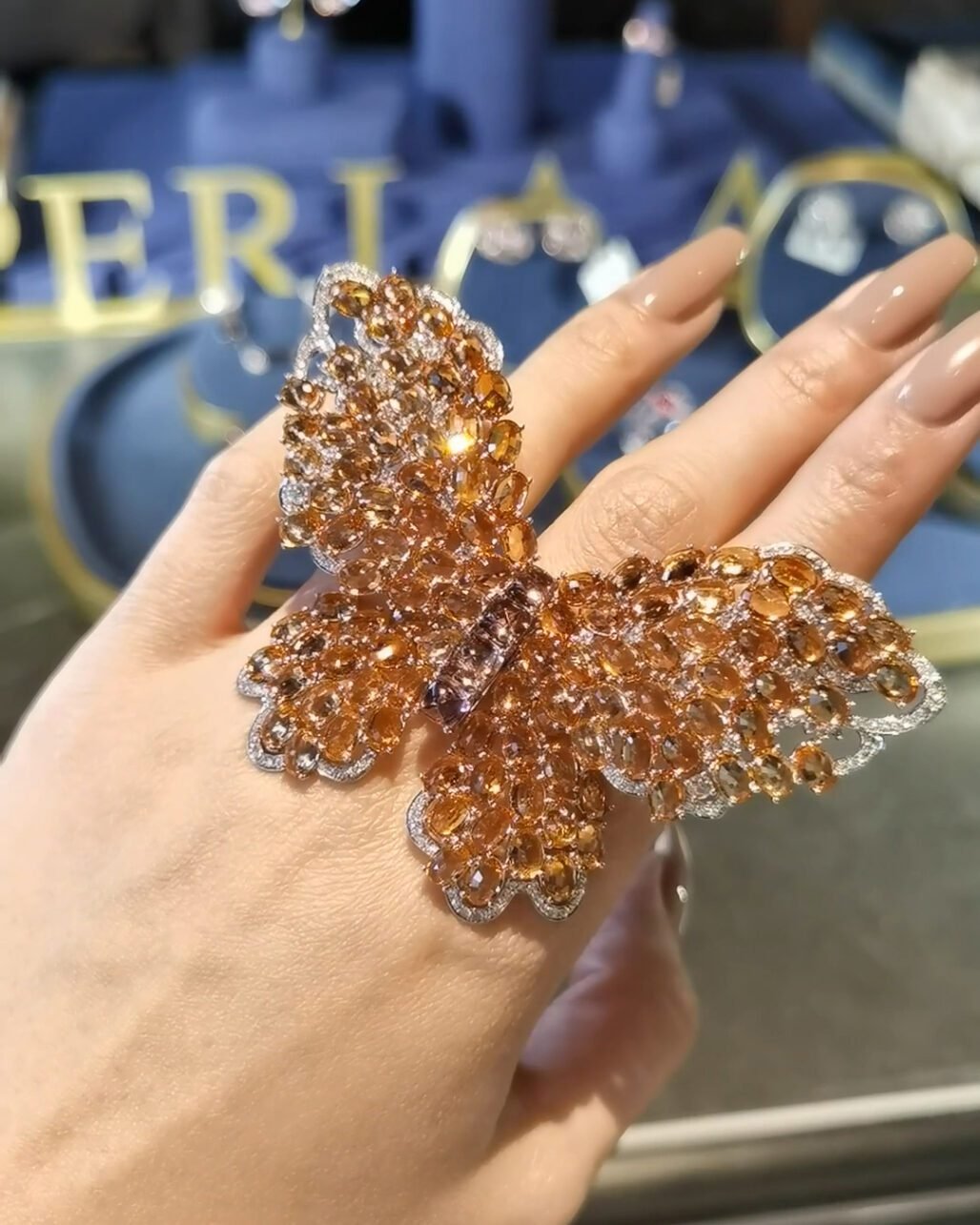 Fanta Orange Spessartine Garnet Butterfly Ring - 3-Way Convertible (2026 Lucky Totem)