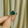 glass-body-emerald Three Stone Zambian Emerald Ring Vivid Green Trilogy