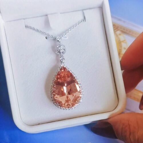 Pink Morganite Pendant Necklace 22.57ct German Cut