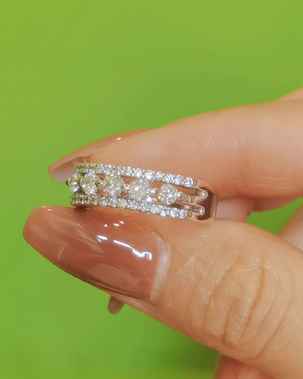 Half Eternity Diamond Ring - 0.52ct 18k White Gold (Stackable Wedding Band)