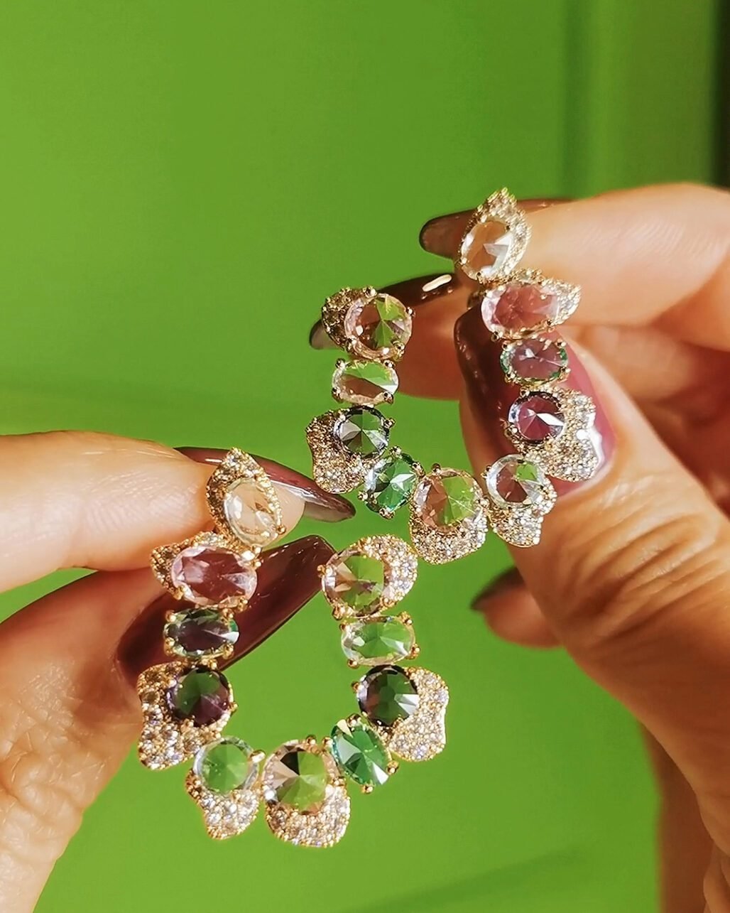 Reverse Set Swarovski Crystal Earrings Art Nouveau Style