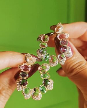 Reverse Set Swarovski Crystal Earrings Art Nouveau Style