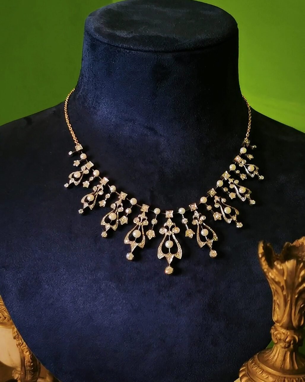 Edwardian Natural Wild Pearl Necklace Platinum Tiara Convertible