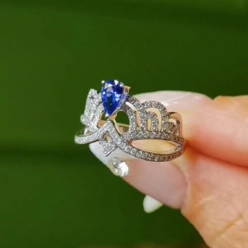 josephine-sapphire-tiara-ring-18k-white-gold Josephine Sapphire Tiara Ring - 18k White Gold (Pear Cut)