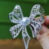 pearl-brooch-blue Victorian Lace Ribbon Pearl Brooch Blue Silver Overtone