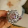Pink Diamond Firework Ring - Cushion Cut High Carbon (Graff Style)