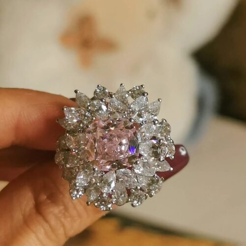 pink-diamond-firework-ring-cushion-cut Pink Diamond Firework Ring - Cushion Cut High Carbon (Graff Style)