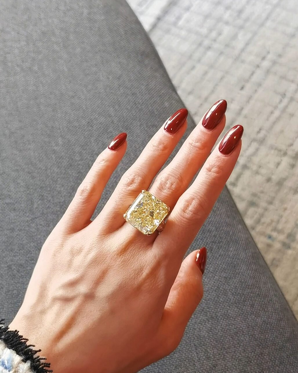 33.3ct Canary Yellow Diamond Ring - Fancy Vivid Radiant Cut (The Legend)