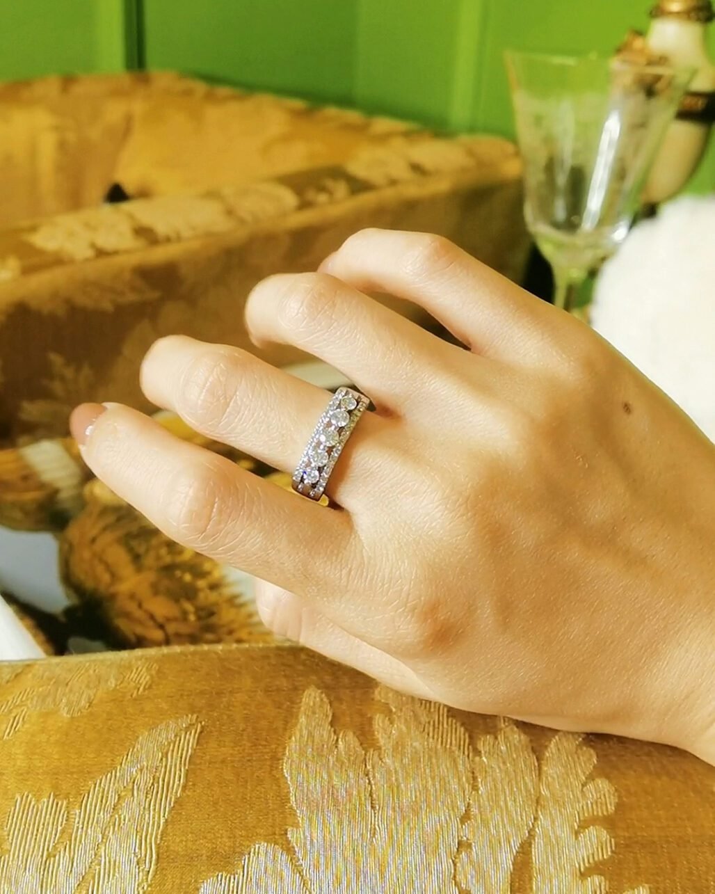 Half Eternity Diamond Ring - 0.52ct 18k White Gold (Stackable Wedding Band)