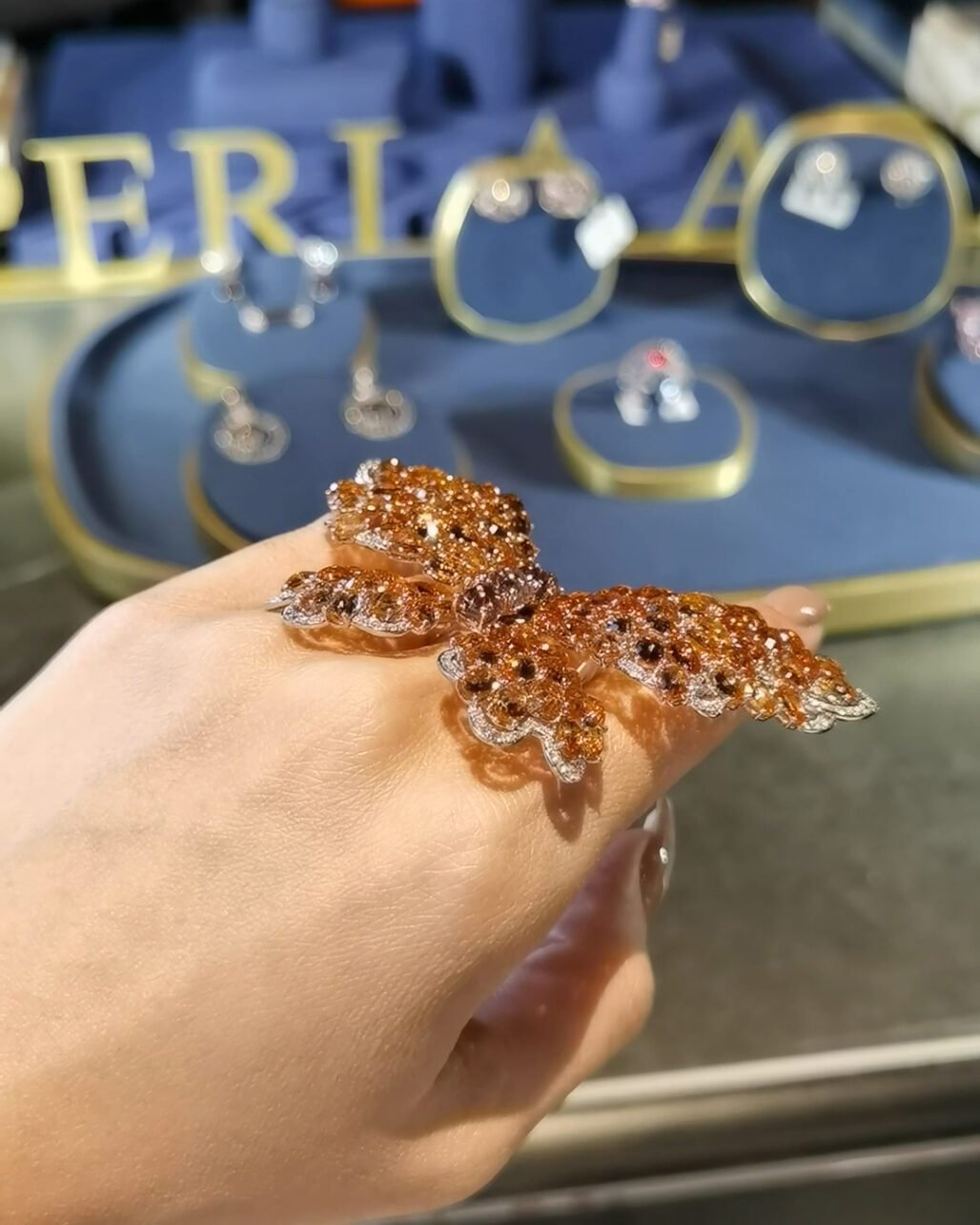 Fanta Orange Spessartine Garnet Butterfly Ring - 3-Way Convertible (2026 Lucky Totem)