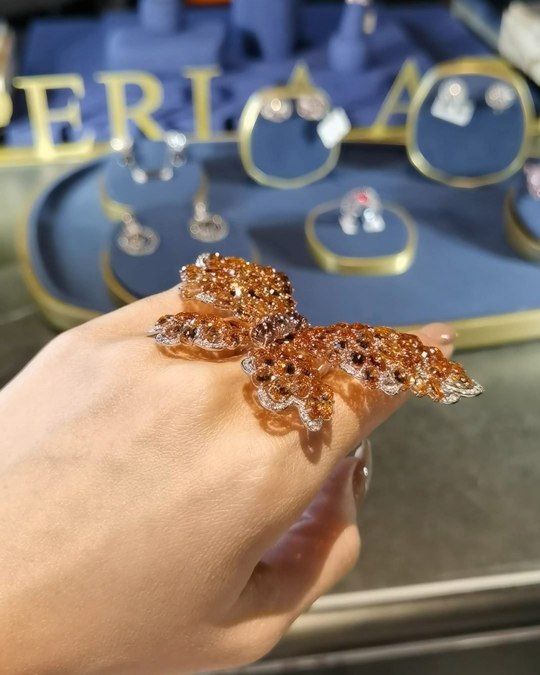 Fanta Orange Spessartine Garnet Butterfly Ring - 3-Way Convertible (2026 Lucky Totem)