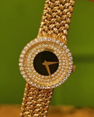 vintage-piaget Vintage Piaget 18k Gold Watch Diamond Woven Bracelet