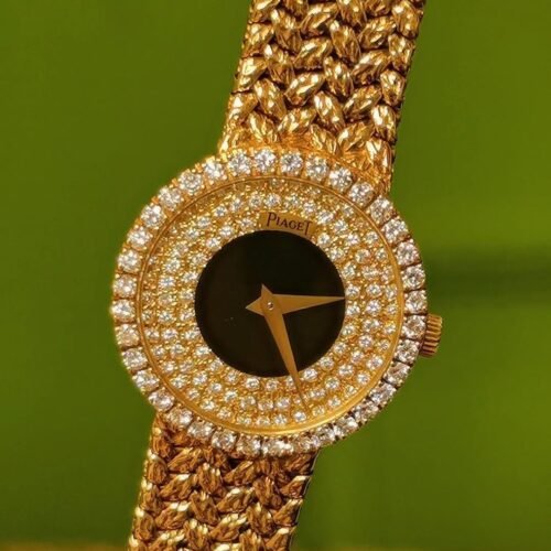 Vintage Piaget 18k Gold Watch Diamond Woven Bracelet
