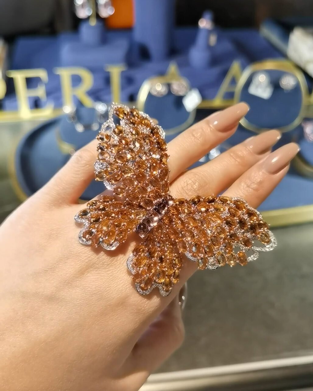 Fanta Orange Spessartine Garnet Butterfly Ring - 3-Way Convertible (2026 Lucky Totem)