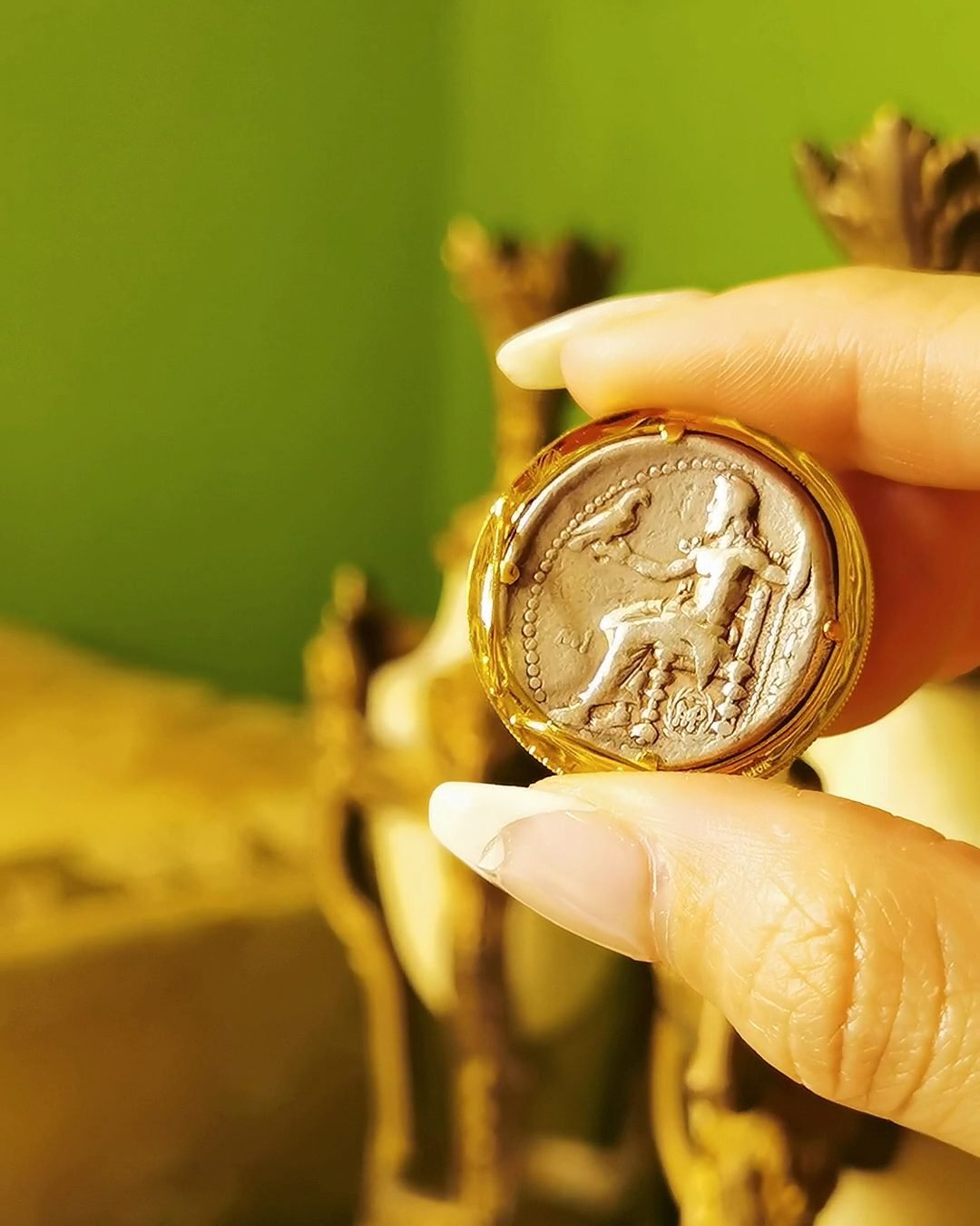 Ancient Greek Coin Ring - Hercules 18K Gold Alexander Empire