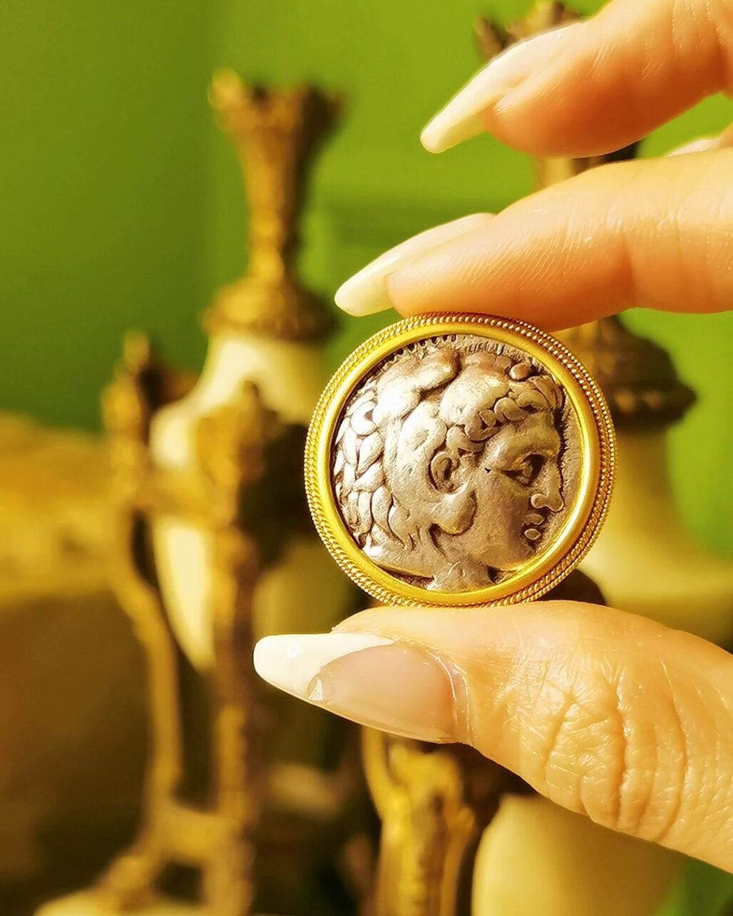 Ancient Greek Coin Ring - Hercules 18K Gold Alexander Empire