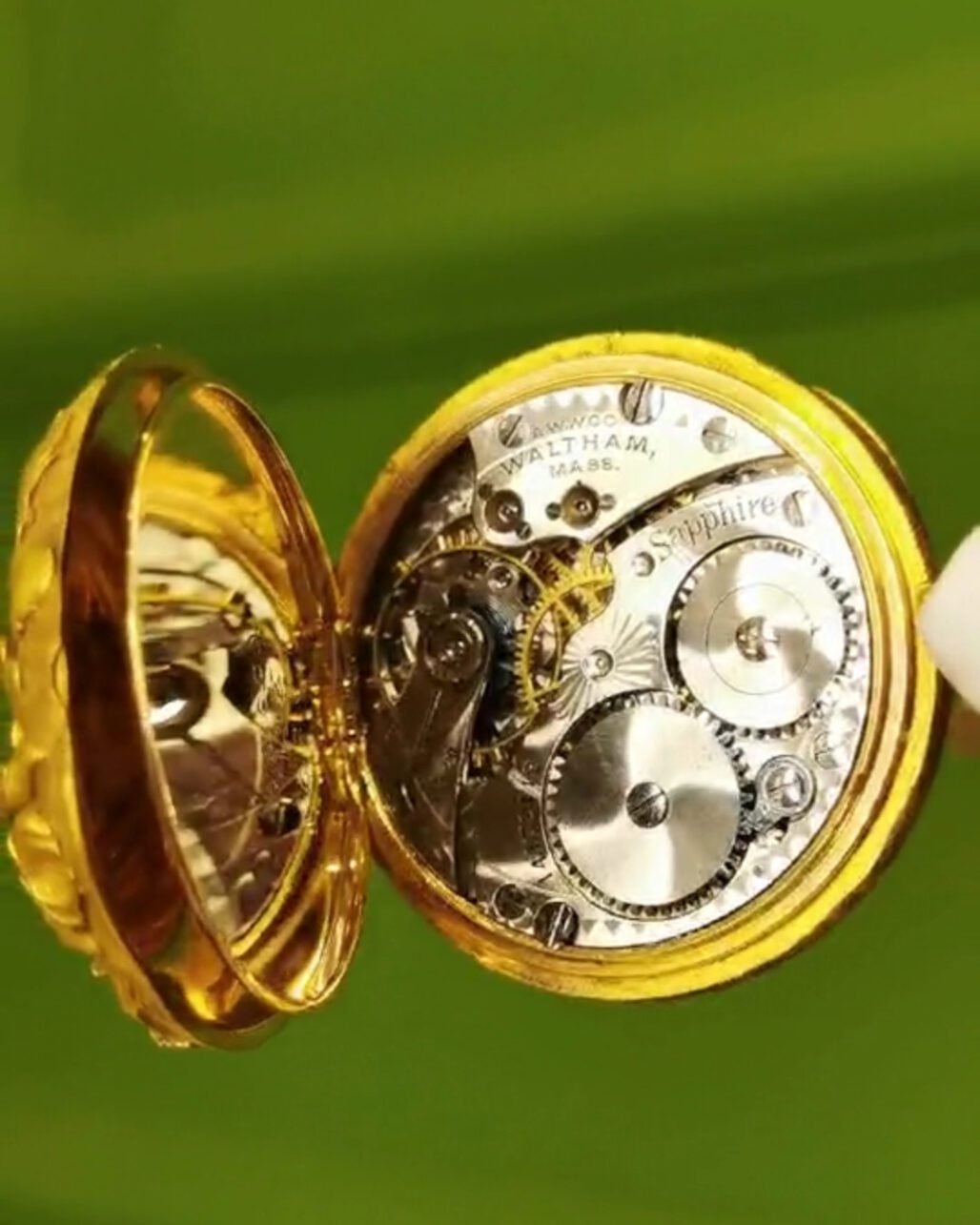 Antique Waltham Pocket Watch - 14K/18K Gold Hand-Carved Masterpiece