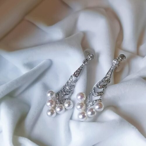 art-deco-pearl-earrings-gold-1 Art Deco Pearl Earrings - 18K White Gold Akoya Diamond Drops