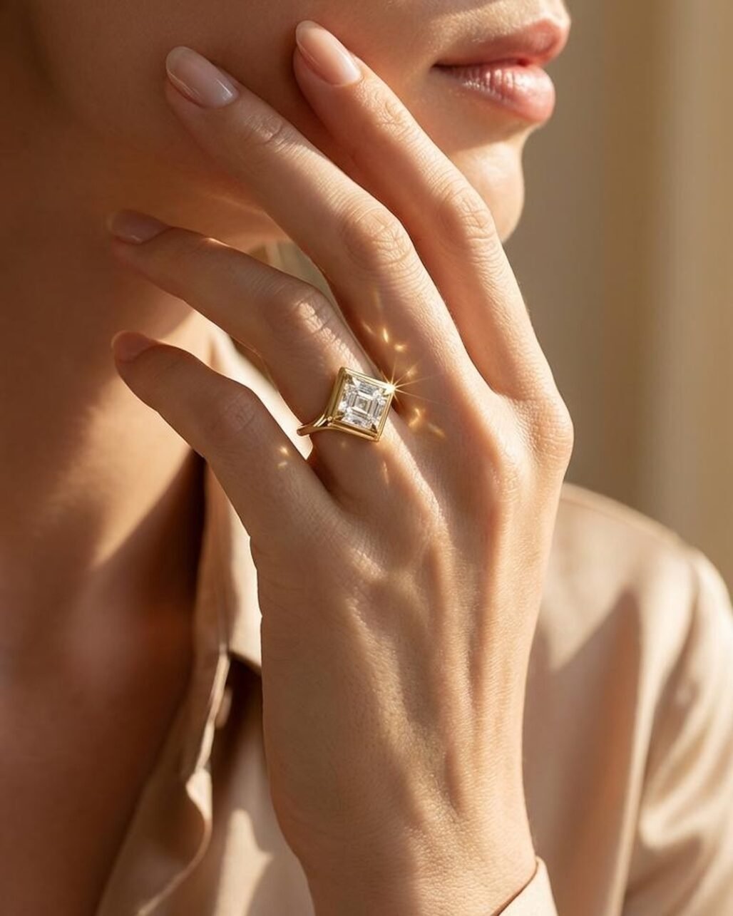 Asscher Cut Mirror Ring - 2.5ct Geometric 18K Gold Vermeil