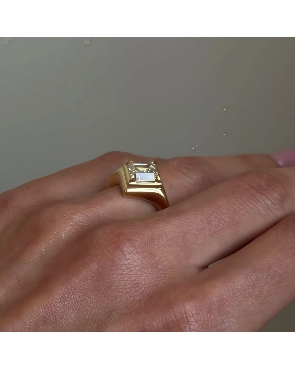 Asscher Cut Mirror Ring - 2.5ct Geometric 18K Gold Vermeil