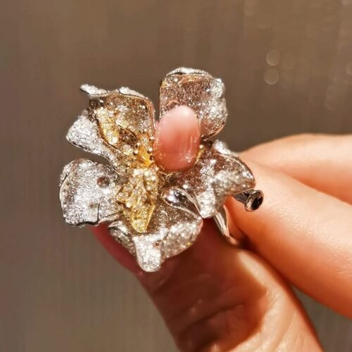 conch-pearl-bloom-01 Conch Pearl Flower Ring - Hand-Carved Wax Rare Pink Flame