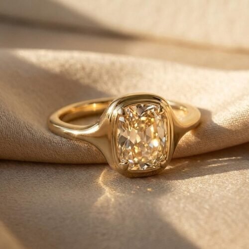 Crushed Ice Radiant Ring - 2ct Square Cushion 18K Gold Vermeil