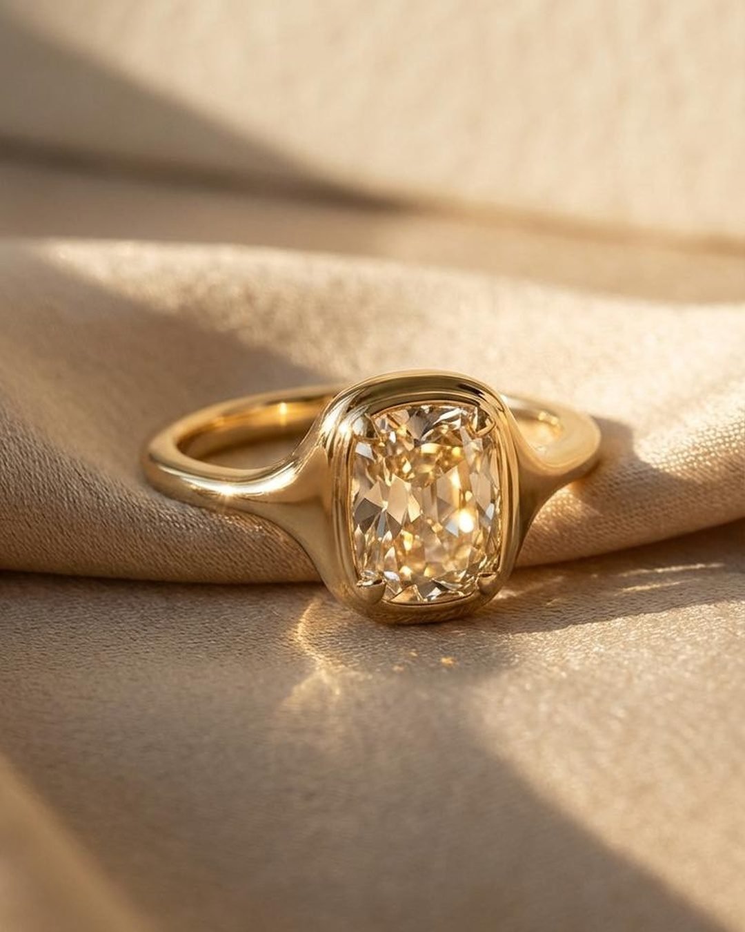 Crushed Ice Radiant Ring - 2ct Square Cushion 18K Gold Vermeil