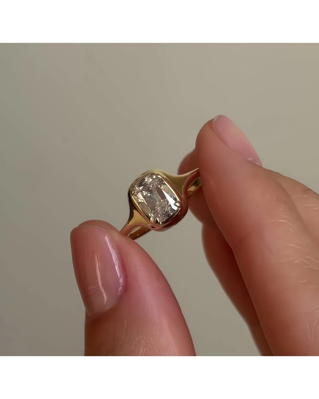 Crushed Ice Radiant Ring - 2ct Square Cushion 18K Gold Vermeil