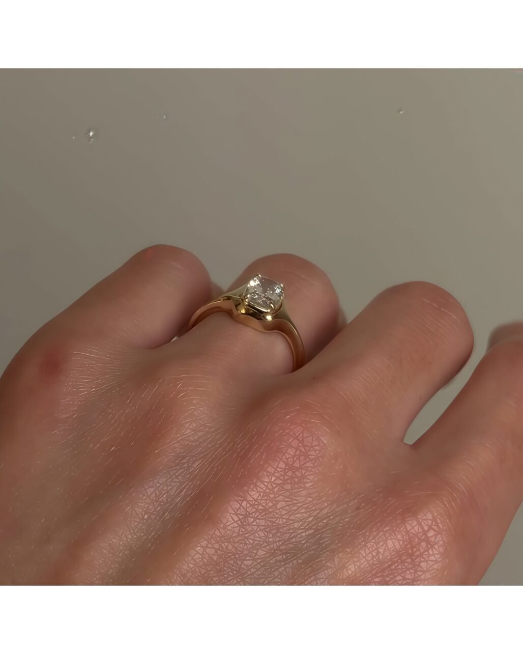 Crushed Ice Radiant Ring - 2ct Square Cushion 18K Gold Vermeil