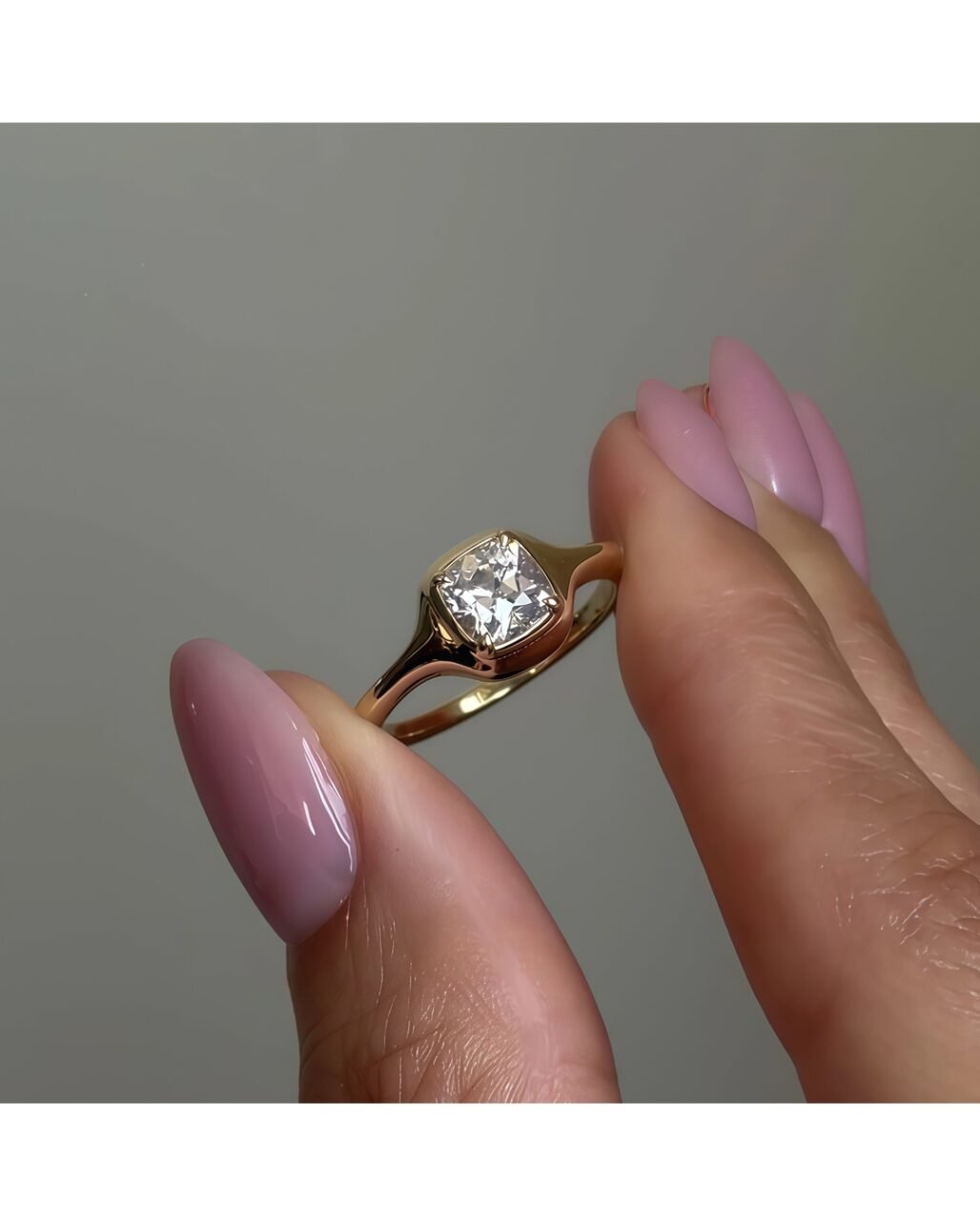 Cushion Moissanite Elegant Ring - 1ct Classic Soft Square 18K Gold Vermeil