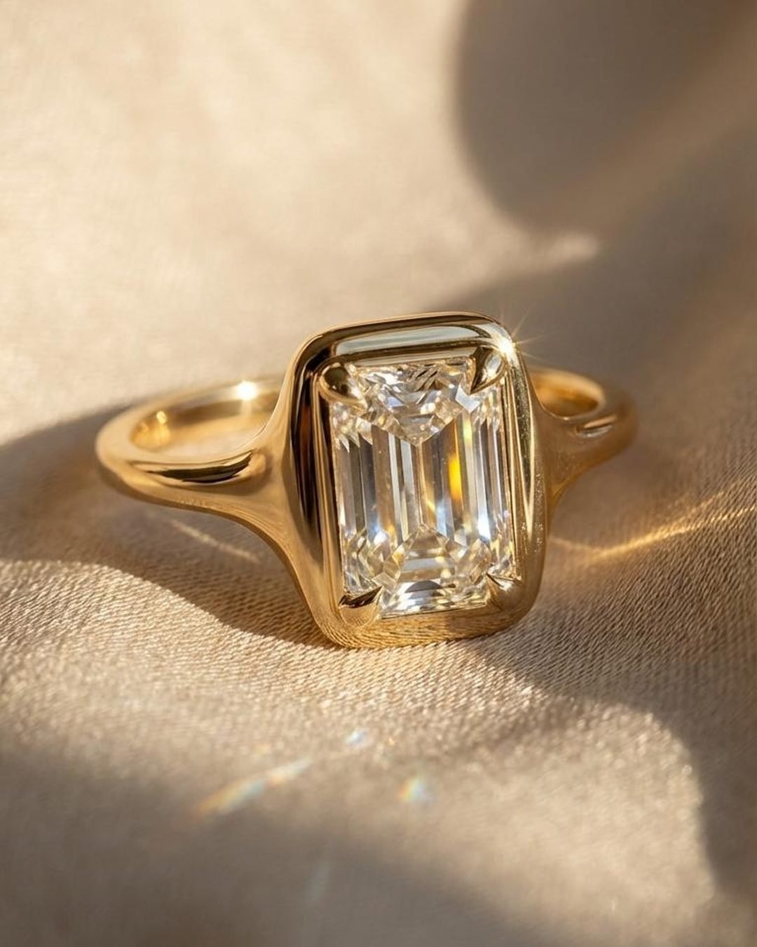 Emerald Cut Step Ring - 3ct Royal Mirror Fire 18K Gold Vermeil