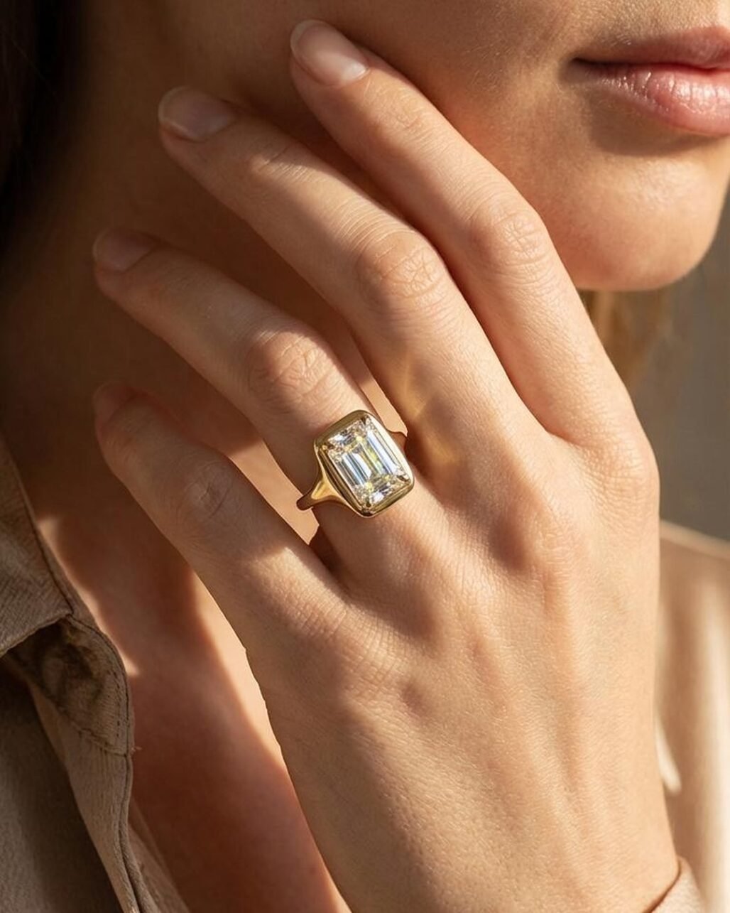 Emerald Cut Step Ring - 3ct Royal Mirror Fire 18K Gold Vermeil