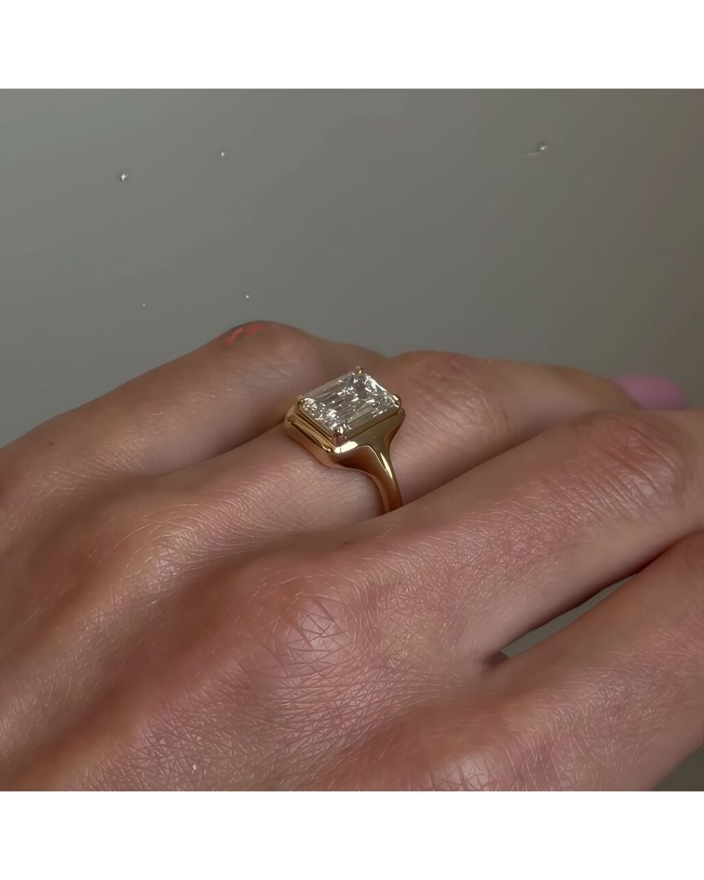 Emerald Cut Step Ring - 3ct Royal Mirror Fire 18K Gold Vermeil