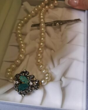 Emerald Firefly Necklace - Victorian Akoya Pearl Romantic Heritage