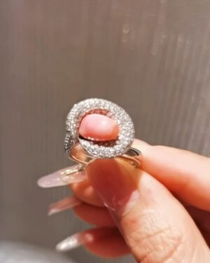 French Swirl Conch Pearl Ring - High Flame Art Nouveau Design