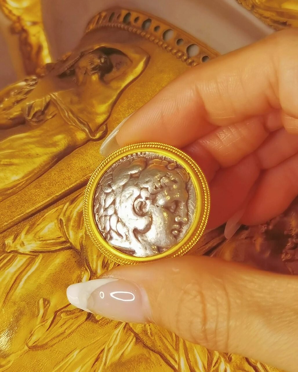 Ancient Greek Coin Ring - Hercules 18K Gold Alexander Empire
