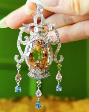 morganite-pendant-necklace-1 Morganite Pendant Necklace - 18.8ct Luxury Chandelier Pink Beryl