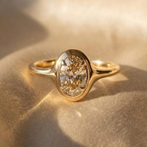 Oval Moissanite Vivid Ring - 1.5ct Brilliant Cut 18K Gold Vermeil