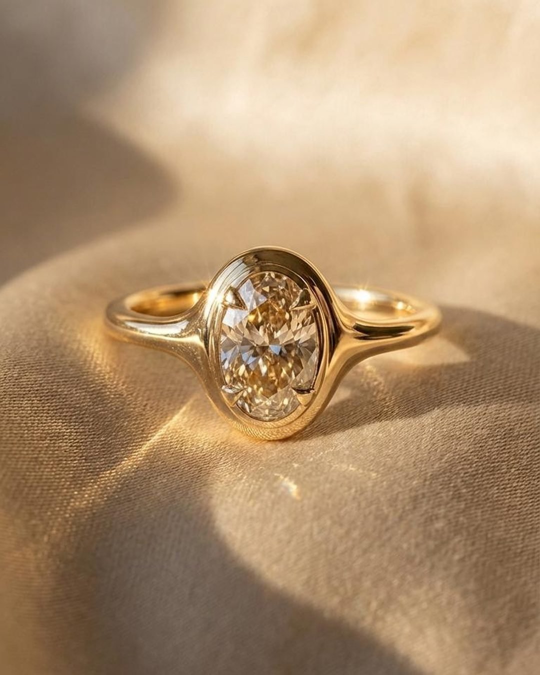 Oval Moissanite Vivid Ring - 1.5ct Brilliant Cut 18K Gold Vermeil