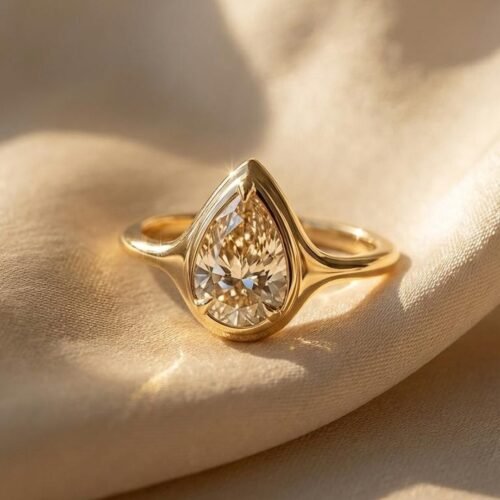 Pear Cut Moissanite Ring - 2ct Teardrop 18K Gold Vermeil