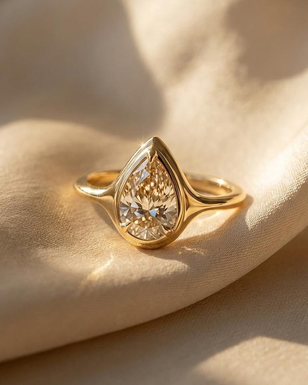 Pear Cut Moissanite Ring - 2ct Teardrop 18K Gold Vermeil