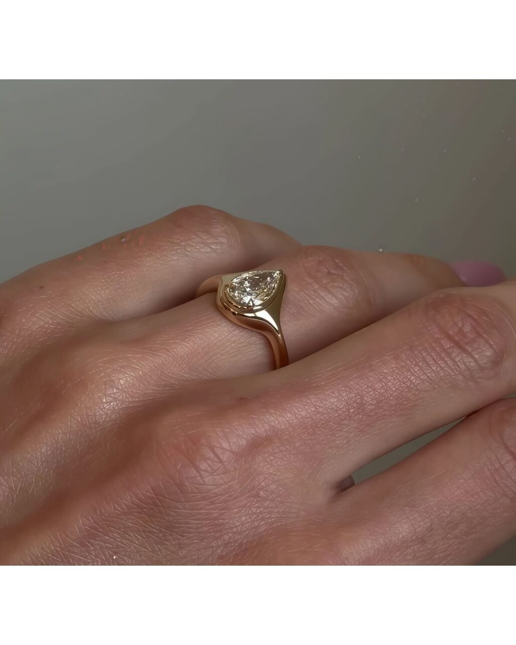 Pear Cut Moissanite Ring - 2ct Teardrop 18K Gold Vermeil