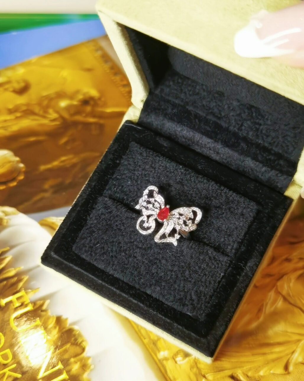 Ruby Butterfly Ring - Luxury Red Gemstone and Diamond Setting