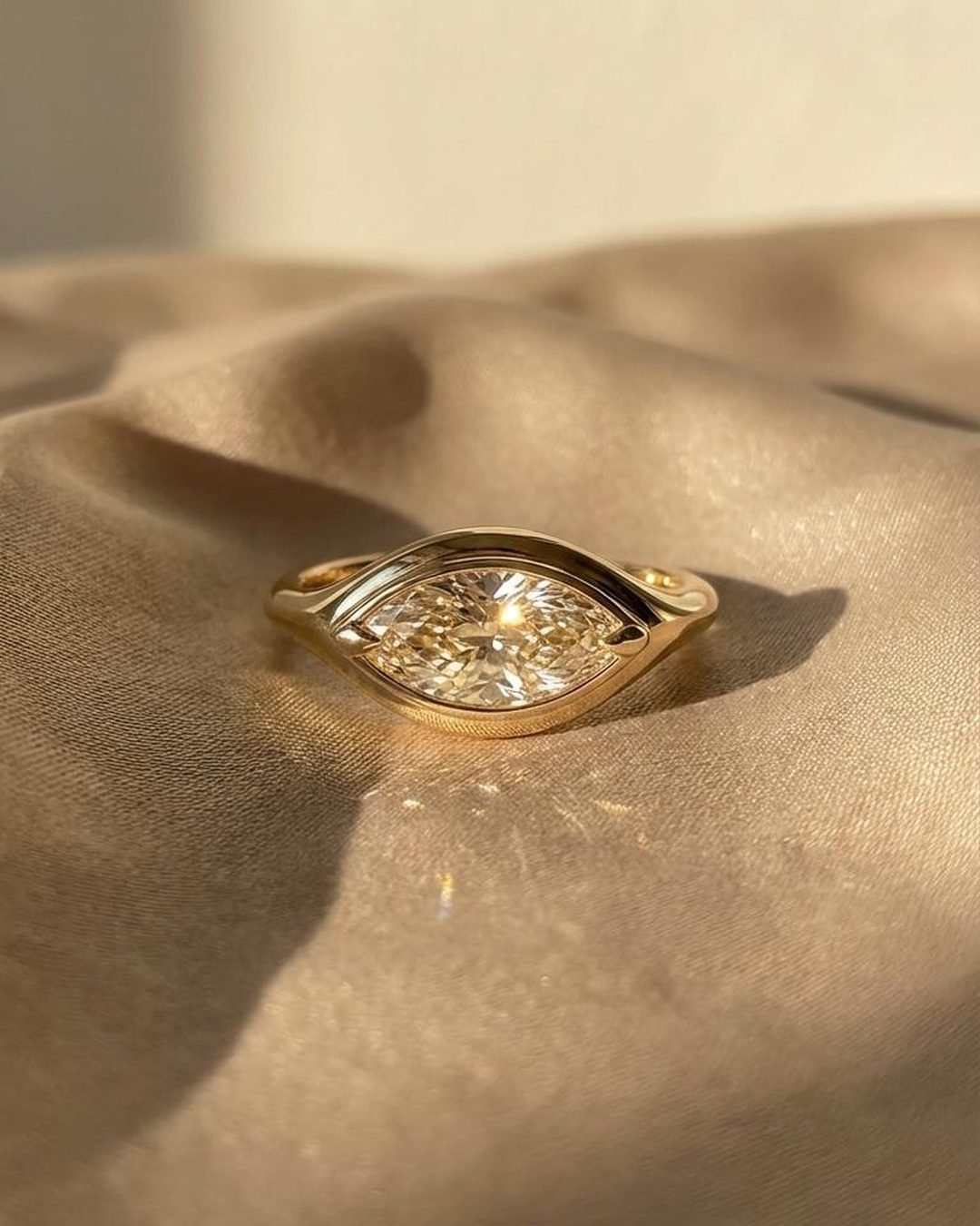 Petite Marquise Gold Ring - 1ct Refined Moissanite 18K Gold Vermeil