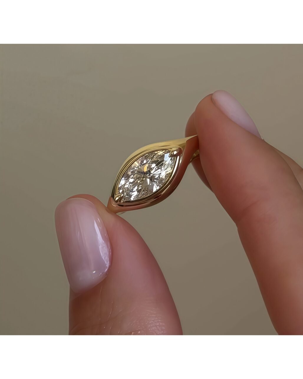 Petite Marquise Gold Ring - 1ct Refined Moissanite 18K Gold Vermeil