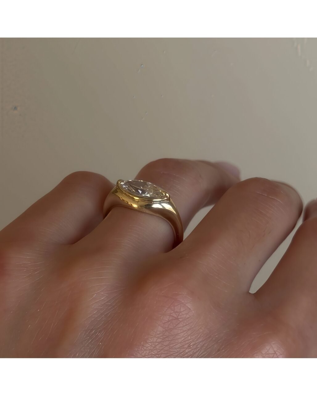 Petite Marquise Gold Ring - 1ct Refined Moissanite 18K Gold Vermeil